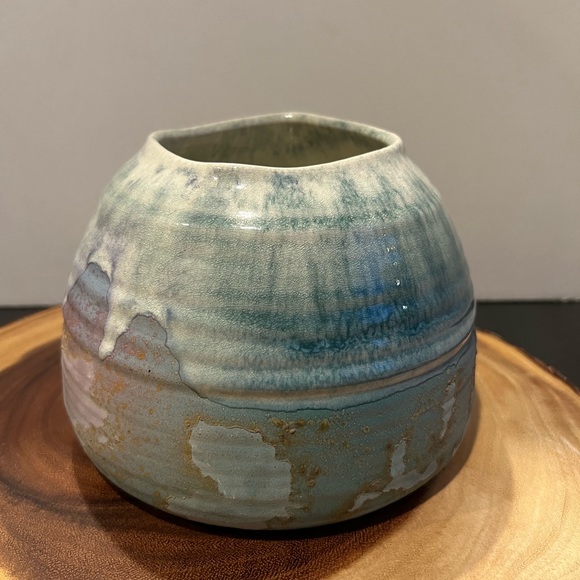 VTG Tony Evans Raku Pottery Pastel Vase/Bowl Signed MCM  Decor, #332 - Picture 3 of 9